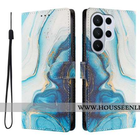 Housse Samsung Galaxy S26 Ultra Effet Marbre Bleu