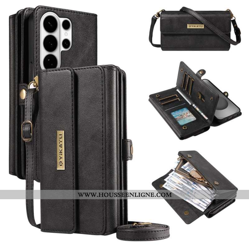 Housse Samsung Galaxy S26 Ultra Portefeuille Vintage avec Bandoulière