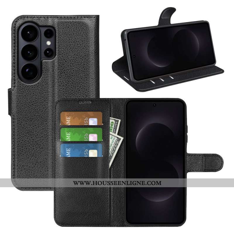 Housse Samsung Galaxy S26 Ultra Simili Cuir Litchi