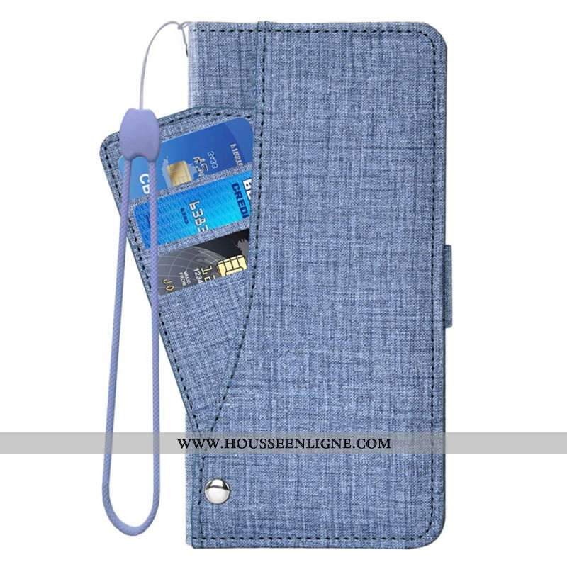Housse Samsung Galaxy S26 avec Texture Jean et Porte-Cartes Rotatif