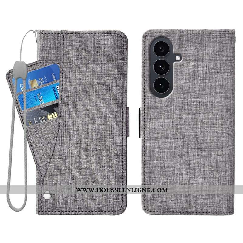 Housse Samsung Galaxy S26 avec Texture Jean et Porte-Cartes Rotatif