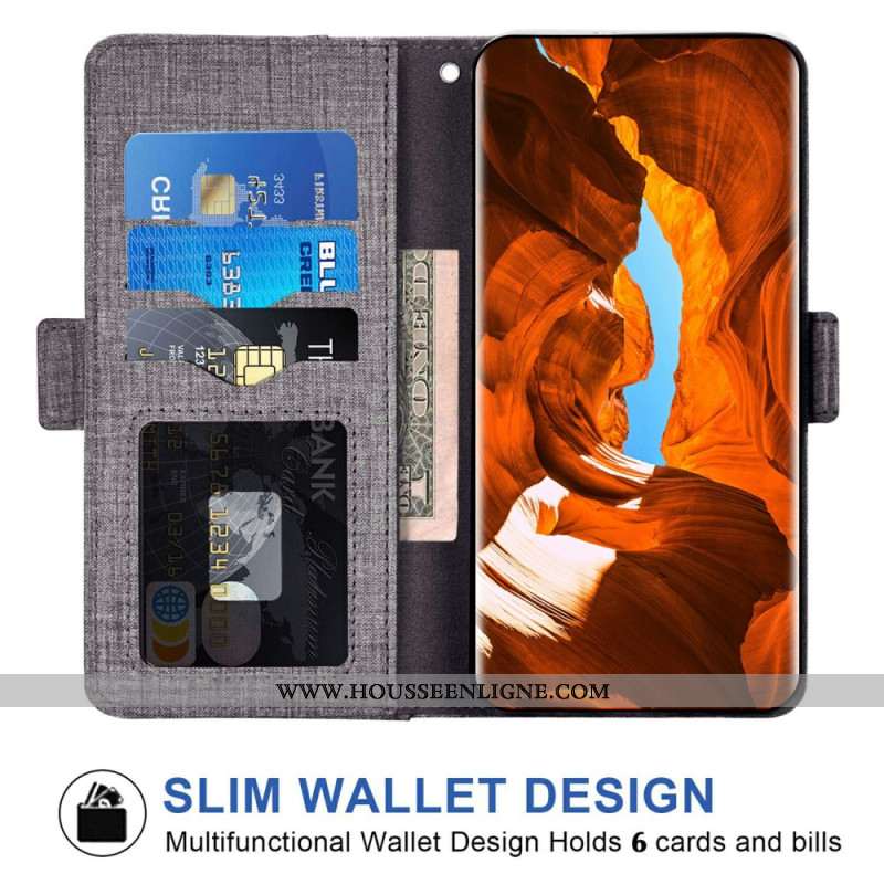 Housse Samsung Galaxy S26 avec Texture Jean et Porte-Cartes Rotatif
