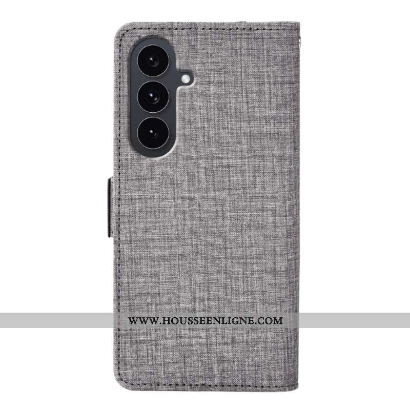 Housse Samsung Galaxy S26 avec Texture Jean et Porte-Cartes Rotatif
