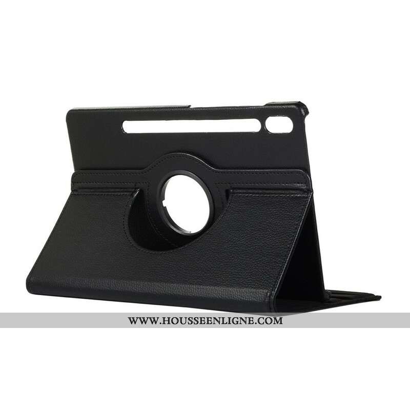 Housse Samsung Galaxy Tab S10 FE / S9 FE / S9 S8 / Tab S7 Rotative à Simili Cuir Litchi