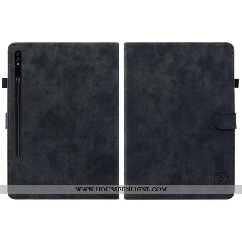 Housse Samsung Galaxy Tab S10 Plus / S9 Plus Effet Daim Petit Tigre