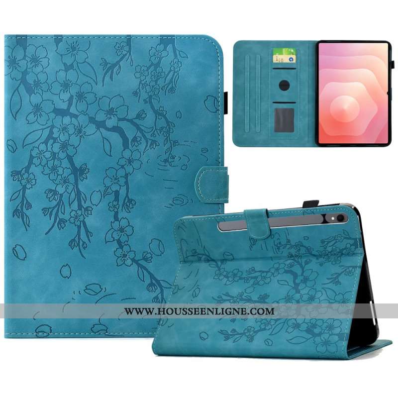 Housse Samsung Galaxy Tab S11 Effet Daim Motif Floral