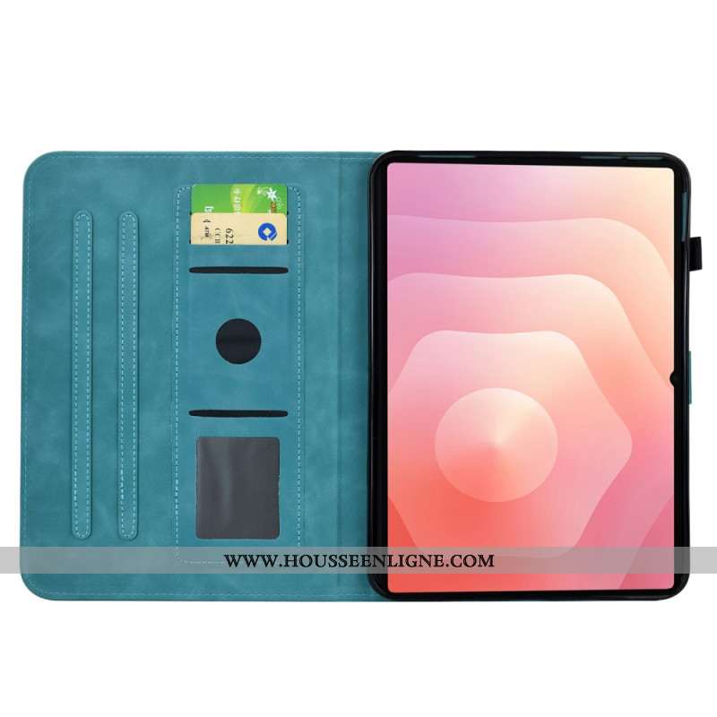 Housse Samsung Galaxy Tab S11 Effet Daim Motif Floral