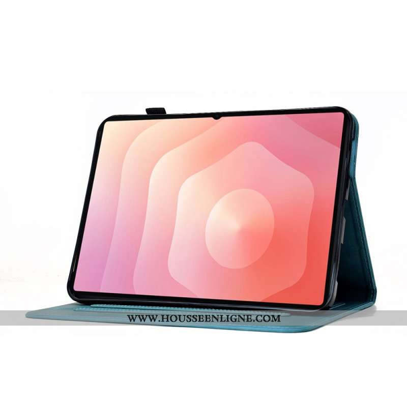 Housse Samsung Galaxy Tab S11 Effet Daim Motif Floral