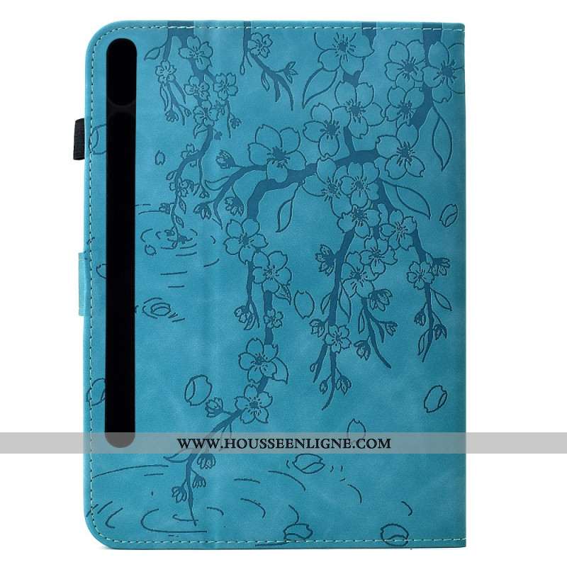 Housse Samsung Galaxy Tab S11 Effet Daim Motif Floral