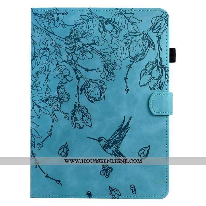 Housse Samsung Galaxy Tab S11 Effet Daim Motif Végétal