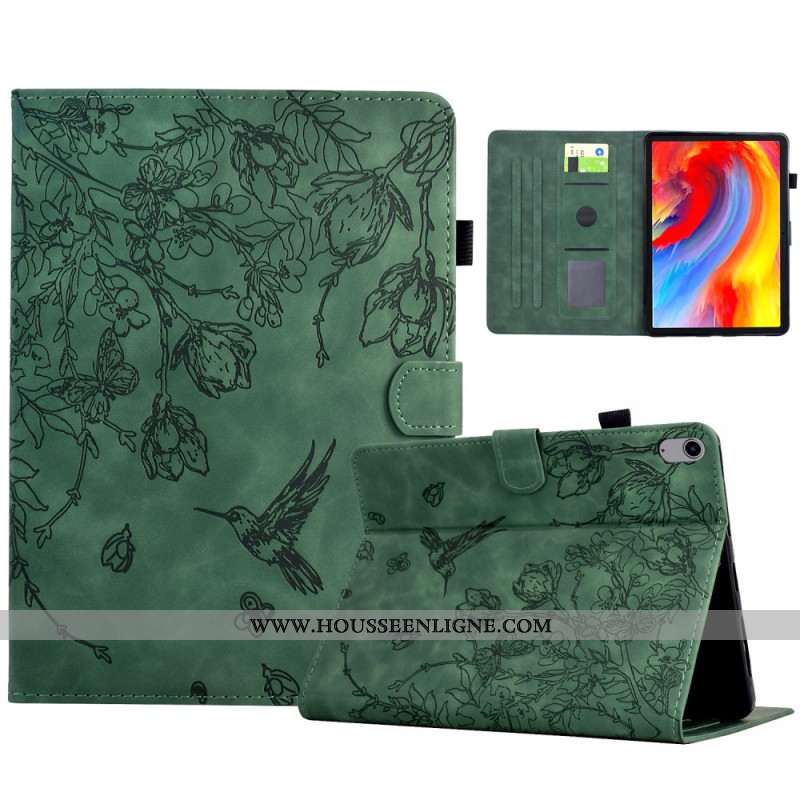 Housse Samsung Galaxy Tab S11 Effet Daim Motif Végétal