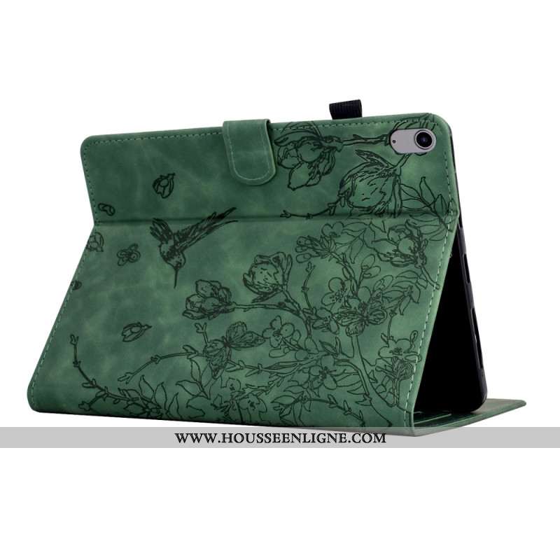Housse Samsung Galaxy Tab S11 Effet Daim Motif Végétal