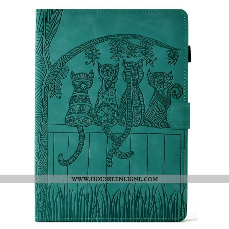 Housse Samsung Galaxy Tab S11 Effet Daim Scène de Chats