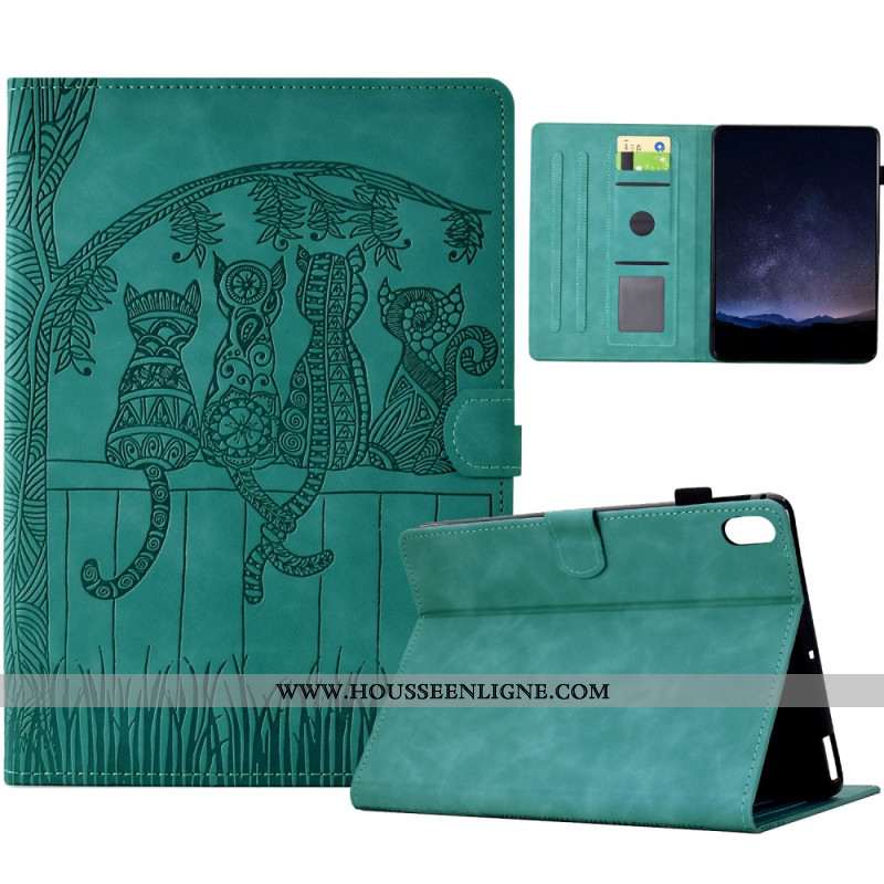 Housse Samsung Galaxy Tab S11 Effet Daim Scène de Chats