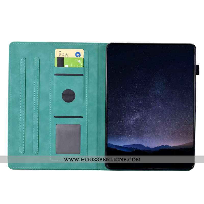 Housse Samsung Galaxy Tab S11 Effet Daim Scène de Chats