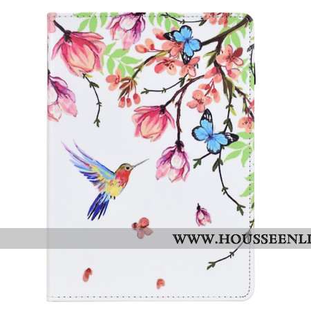 Housse Samsung Galaxy Tab S11 Fleurs et Oiseaux Colorés