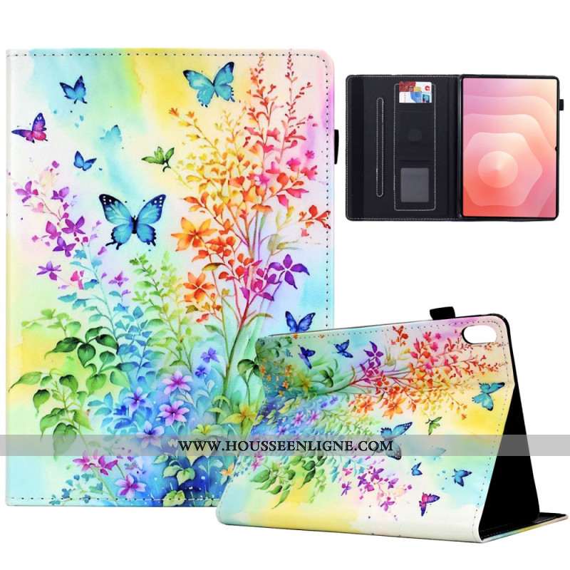 Housse Samsung Galaxy Tab S11 Fleurs et Papillons Colorés