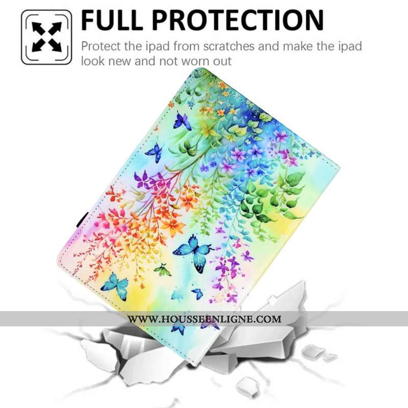 Housse Samsung Galaxy Tab S11 Fleurs et Papillons Colorés