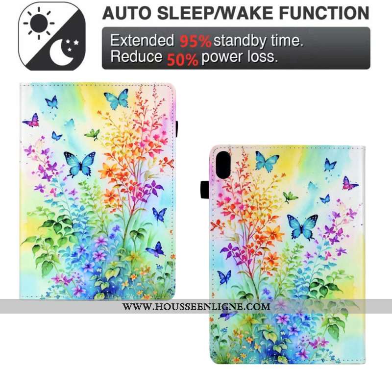 Housse Samsung Galaxy Tab S11 Fleurs et Papillons Colorés