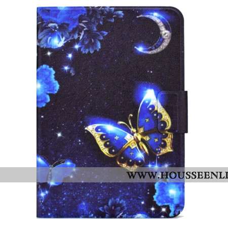 Housse Samsung Galaxy Tab S11 Papillon Bleu et Or
