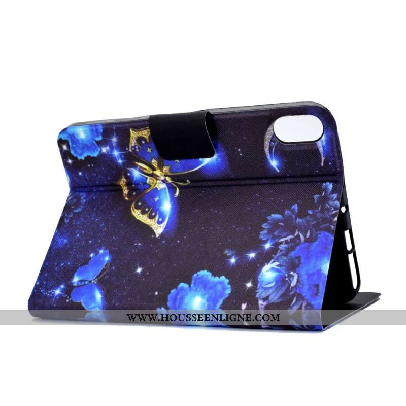 Housse Samsung Galaxy Tab S11 Papillon Bleu et Or