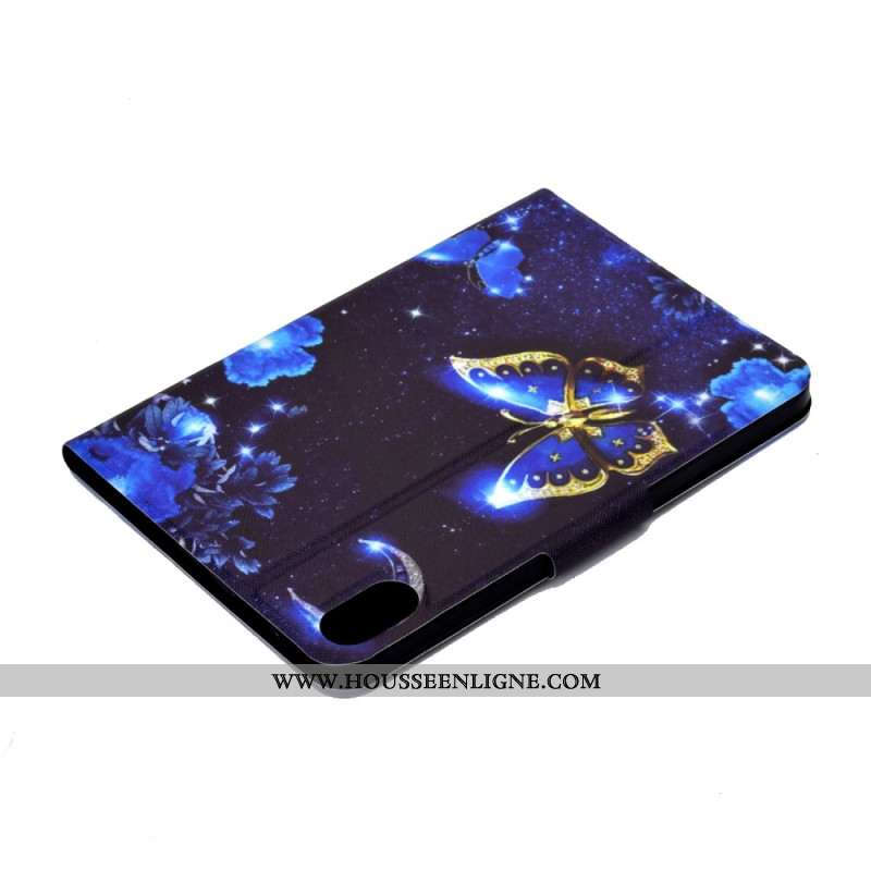 Housse Samsung Galaxy Tab S11 Papillon Bleu et Or