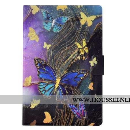 Housse Samsung Galaxy Tab S11 Papillons Dorés et Colorés