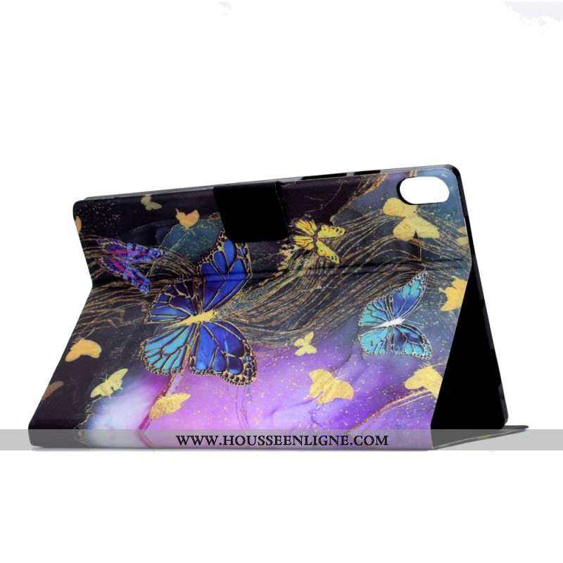 Housse Samsung Galaxy Tab S11 Papillons Dorés et Colorés