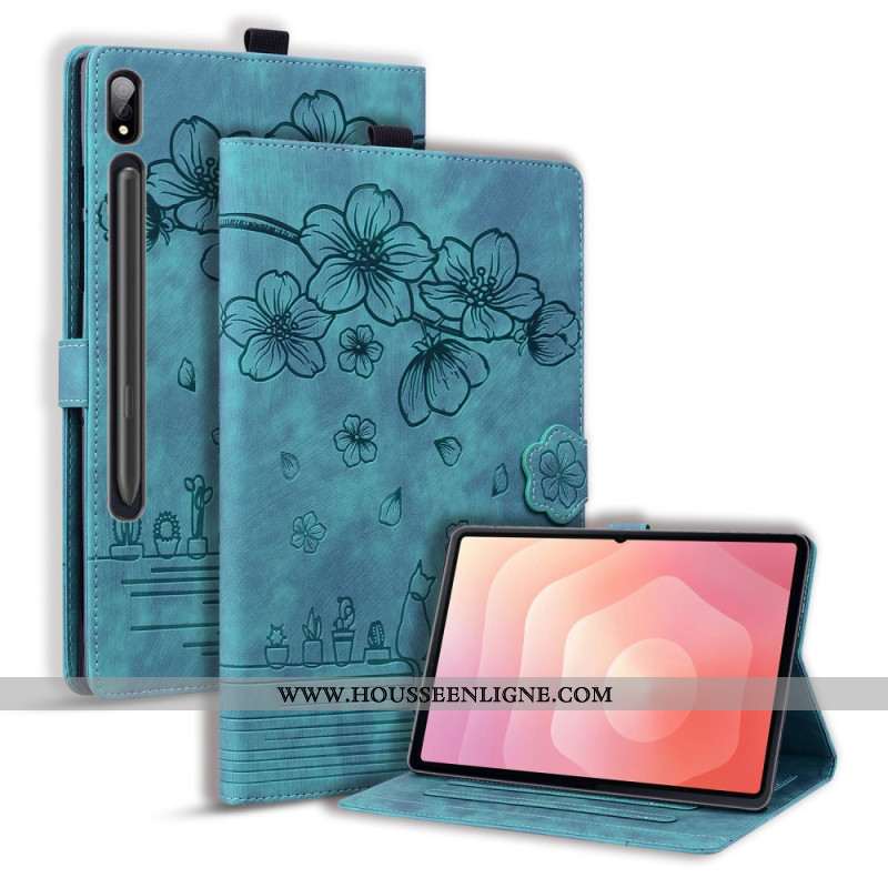 Housse Samsung Galaxy Tab S11 Ultra Effet Daim Scène de Chats