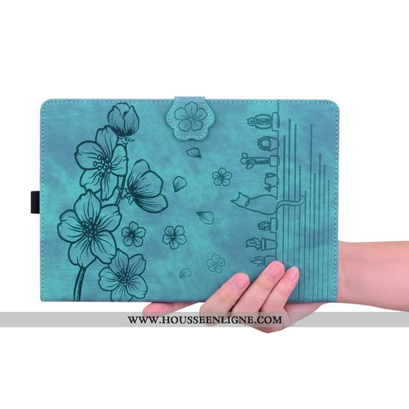 Housse Samsung Galaxy Tab S11 Ultra Effet Daim Scène de Chats