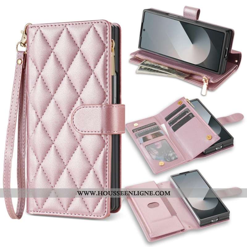 Housse Samsung Galaxy Z Fold 7 Matelassée avec Bandoulière et Lanière