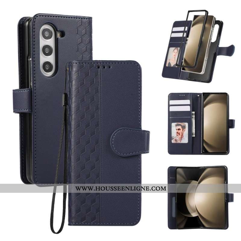 Housse Samsung Galaxy Z Fold 7 Motif Gaufré avec Lanière