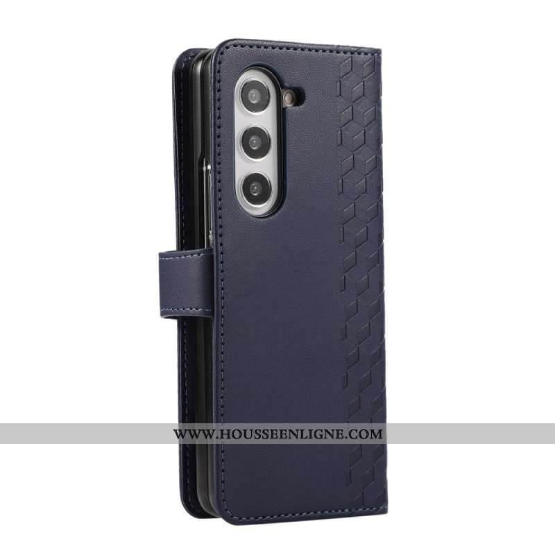 Housse Samsung Galaxy Z Fold 7 Motif Gaufré avec Lanière