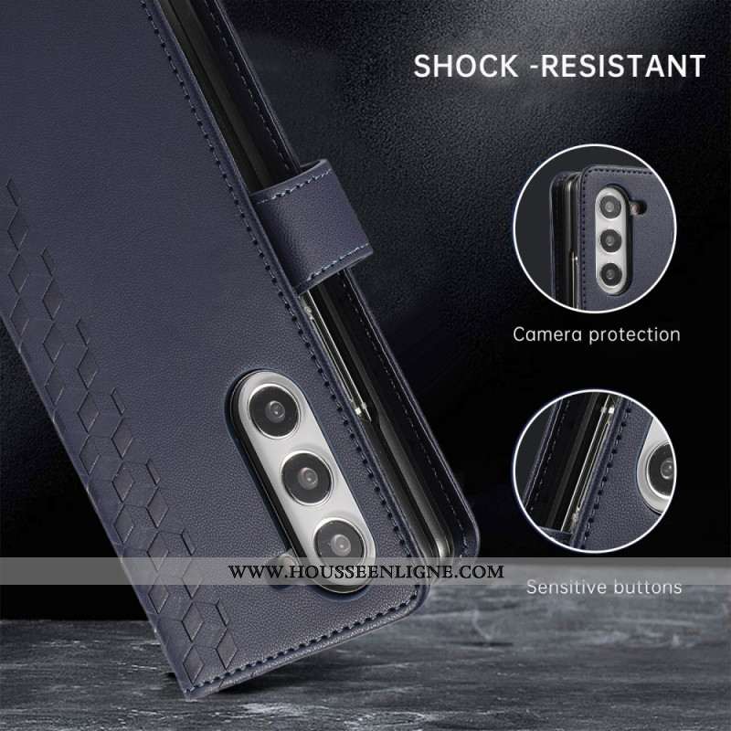 Housse Samsung Galaxy Z Fold 7 Motif Gaufré avec Lanière