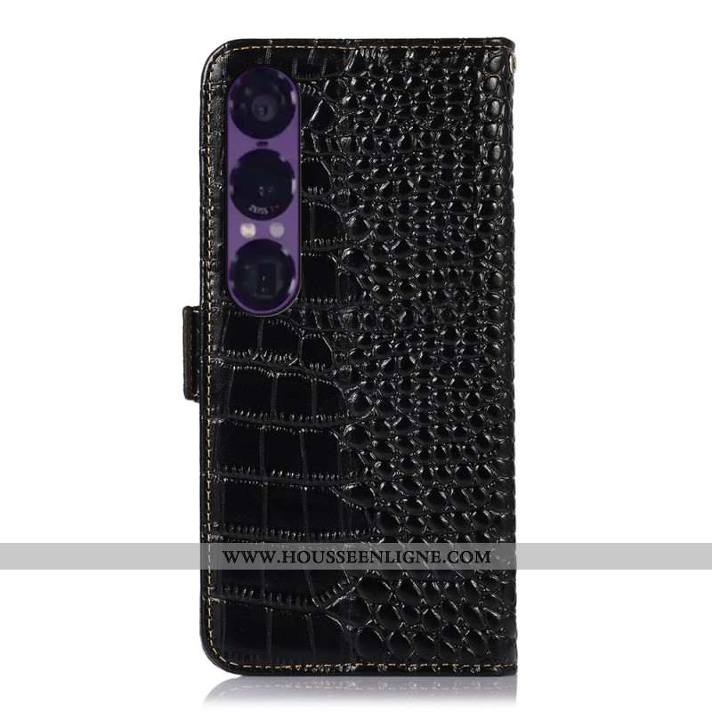 Housse Sony Xperia 1 VII Cuir Texture Crocodile