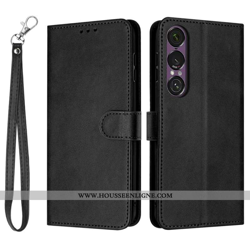 Housse Sony Xperia 1 VII Effet Cuir à Lanière