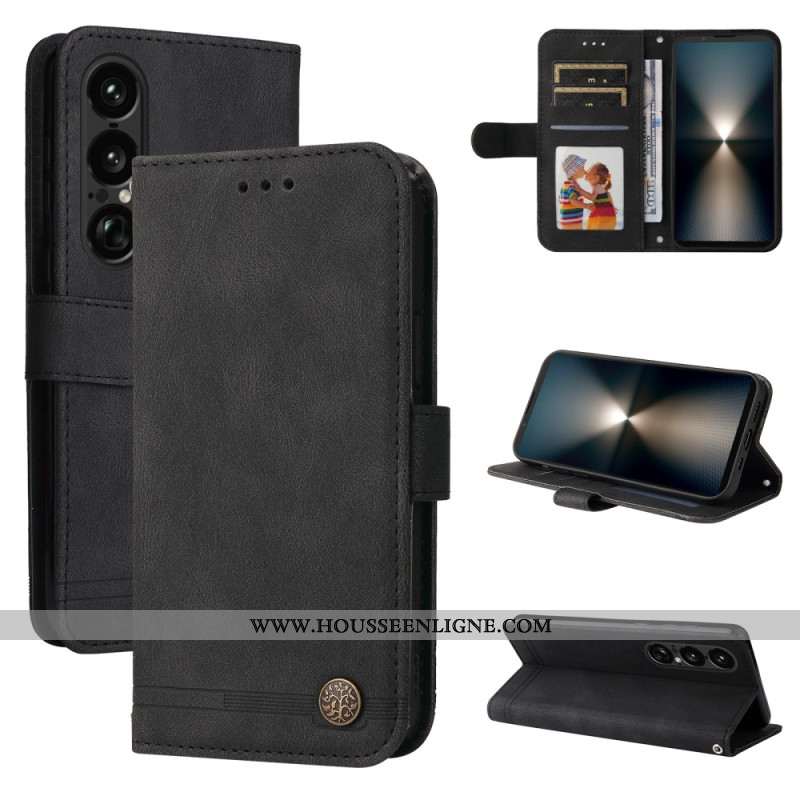 Housse Sony Xperia 1 VII Effet Vintage avec Rivet