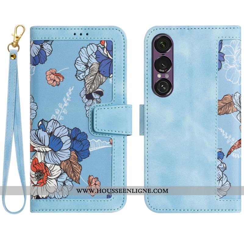 Housse Sony Xperia 1 VII Florale avec Lanière