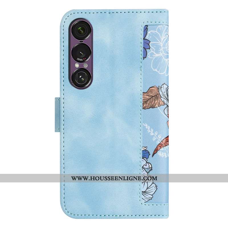 Housse Sony Xperia 1 VII Florale avec Lanière