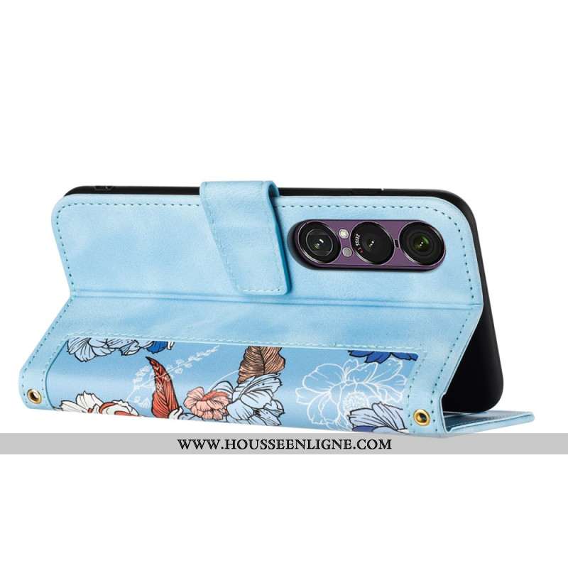 Housse Sony Xperia 1 VII Florale avec Lanière