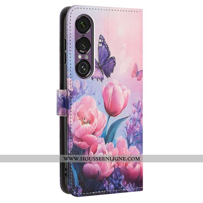 Housse Sony Xperia 1 VII Motif Floral et Papillon