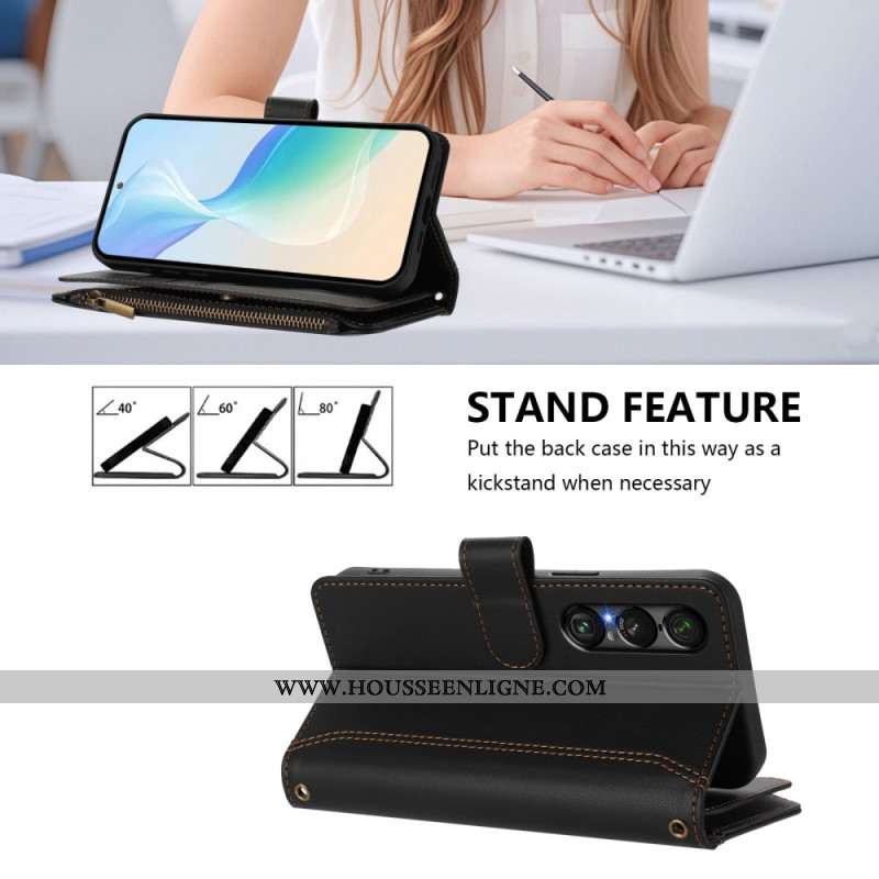 Housse Sony Xperia 1 VII Portefeuille 9 Porte-Cartes et Lanière