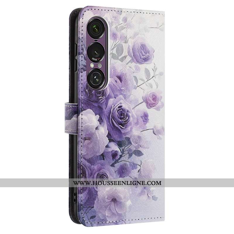 Housse Sony Xperia 1 VII Roses Violettes