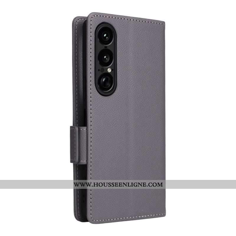 Housse Sony Xperia 1 VII Texture Litchi à Lanière