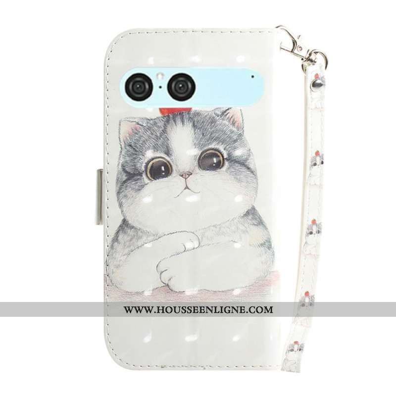 Housse Sony Xperia 10 VII Chat et Fraise à Lanière