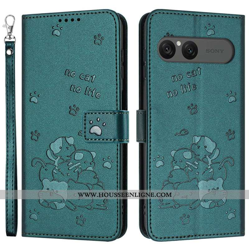 Housse Sony Xperia 10 VII Chats avec Lanière