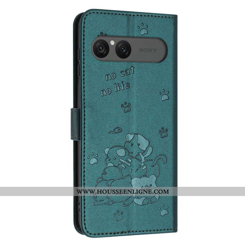 Housse Sony Xperia 10 VII Chats avec Lanière