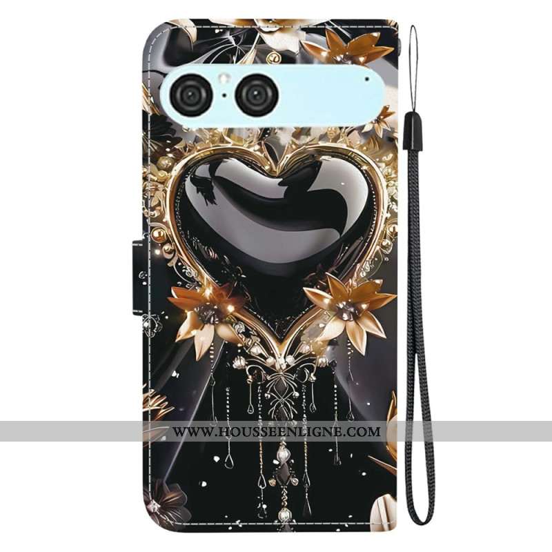 Housse Sony Xperia 10 VII Cœur Noir et Or