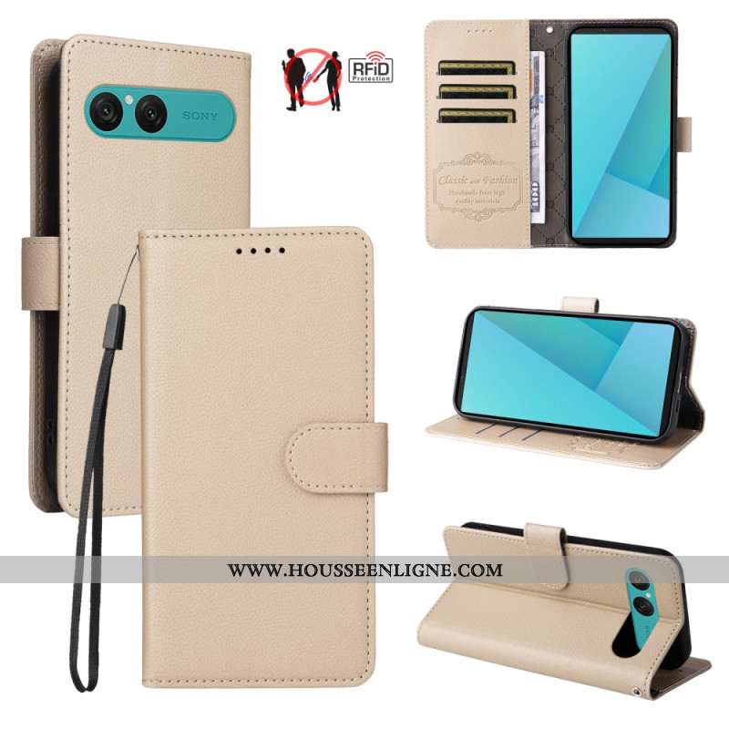 Housse Sony Xperia 10 VII Effet Cuir et Blocage RFID
