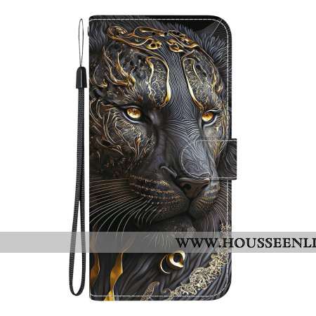 Housse Sony Xperia 10 VII Lion Noir et Or